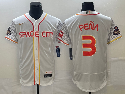 Men's Houston Astros Jeremy Pena #3 White City Connect Replica Player Jersey1