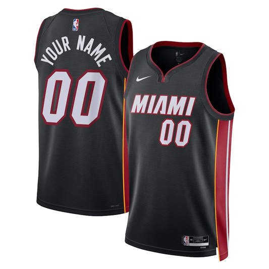 Men's Miami Heat Custom Black Swingman Jersey1 - Icon Edition