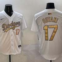 Men's Los Angeles Dodgers Shohei Ohtani #17 White 2025 Gold Collection Limited Jersey1