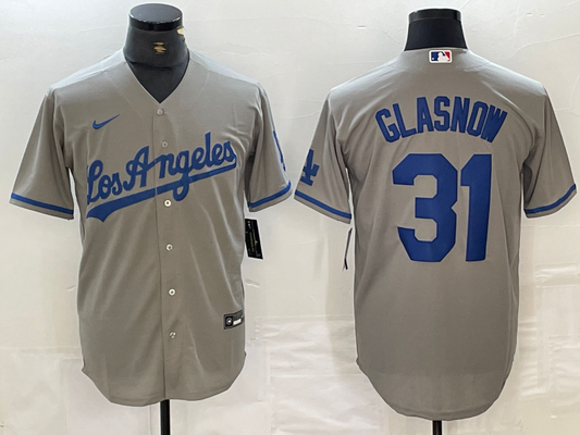Men's Los Angeles Dodgers Tyler Glasnow #31 Gray Player Jersey1