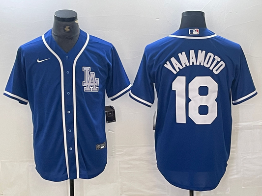 Men's Los Angeles Dodgers Yoshinobu Yamamoto #18 Blue Limited Player Jersey1