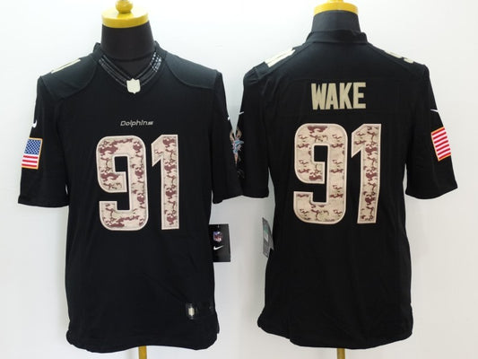 Men's Miami Dolphins Cameron Wake #91 Black Game Player Jersey1