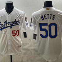 Men's Los Angeles Dodgers Mookie Betts #50 White 2026 Gold Collection Stadium Jersey