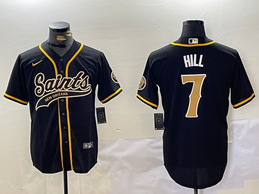 Men's New Orleans Saints Taysom Hill #7 Black Player Jersey1