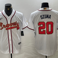 Men's Atlanta Braves Marcell Ozuna #20 White Limited Player Jersey1
