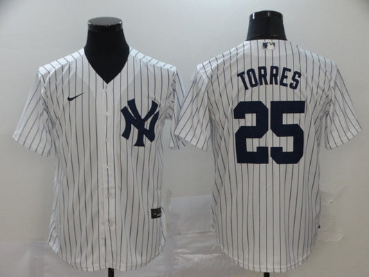 Men's New York Yankees Gleyber Torres #25 White Replica Baseball Jersey1