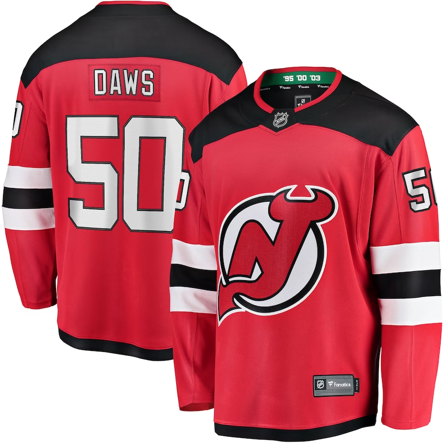 Men's New Jersey1 Devils Nico Daws #50 Red Player Game Jersey1