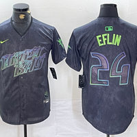 Men's Tampa Bay Rays Zach Eflin #24 Charcoal 2024 City Connect Limited Player Jersey1