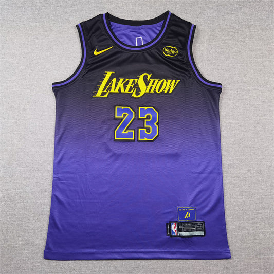 Men's Los Angeles Lakers LeBron James #23 Purple 2024/25 Swingman Jersey1 - City Edition