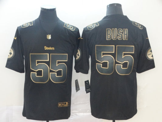 Men's Pittsburgh Steelers Devon Bush Jr. #55 Black Game Player Jersey1