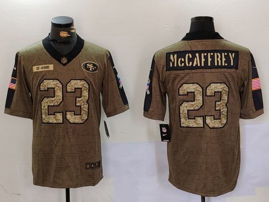 Men's San Francisco 49ers Christian McCaffrey #23 Brown Game Player Jersey1