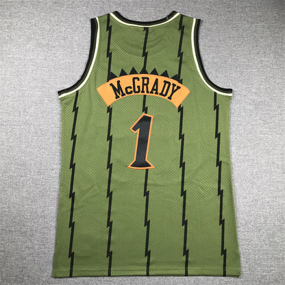 Men's Toronto Raptors Tracy McGrady #1 Army Green 1998-99 Hardwood Classics Swingman Jersey1