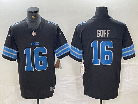 Men's Detroit Lions Jared Goff #16 Black Vapor F.U.S.E. Limited Jersey1