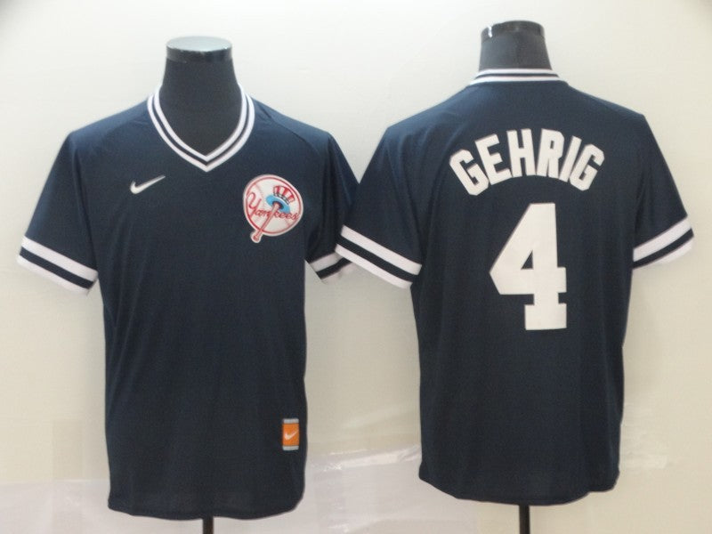 Men's New York Yankees Lou Gehrig #4 Navy Replica Baseball Jersey1