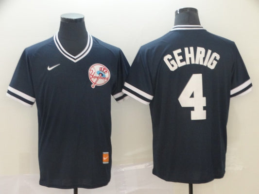 Men's New York Yankees Lou Gehrig #4 Navy Replica Baseball Jersey1