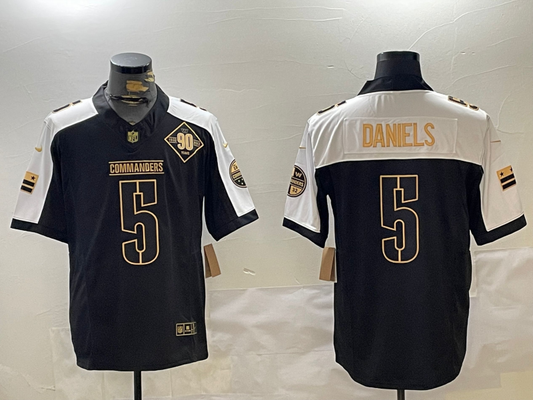 Men's Washington Commanders Jayden Daniels #5 Black Game Player Jersey1
