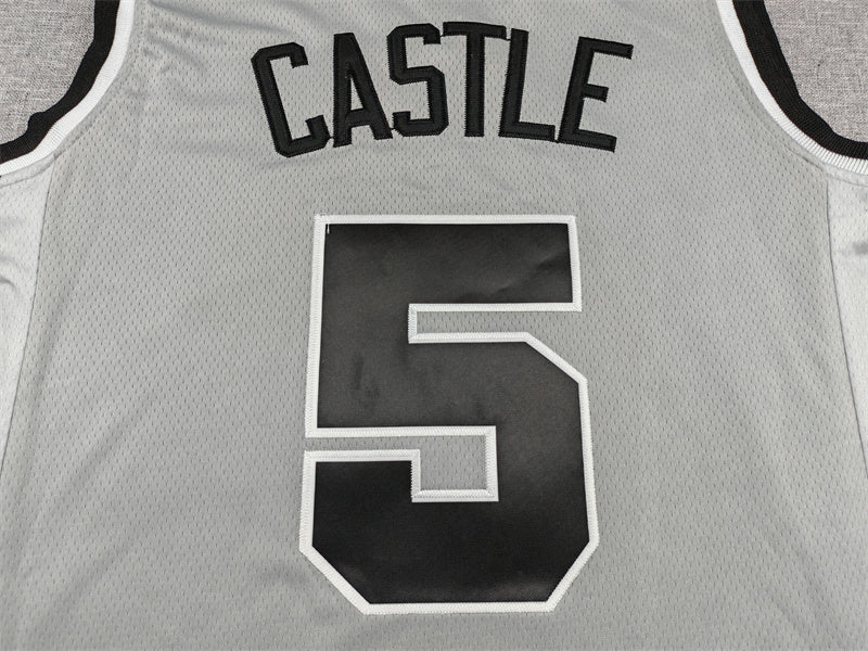 Men's San Antonio Spurs Stephon Castle #5 Silver Swingman Jersey - Statement Edition