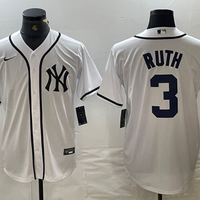 Men's New York Yankees Babe Ruth #3 White Limited Game Jersey1