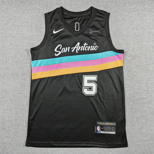 Men's San Antonio Spurs Stephon Castle #5 Black 2025/26 Swingman Jersey - City Edition