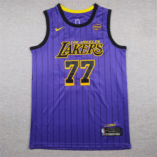 Men's Los Angeles Lakers Luka Doncic #77 Purple Swingman Jersey