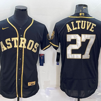 Men's Houston Astros Jose Altuve #27 Black Replica Baseball Jersey1