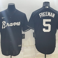 Men's Atlanta Braves Freedie Freeman #5 Black Replica Baseball Jersey1