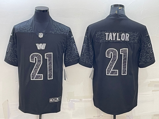 Men's Washington Commanders Sean Taylor #21 Black Retired Player RFLCTV Limited Jersey1