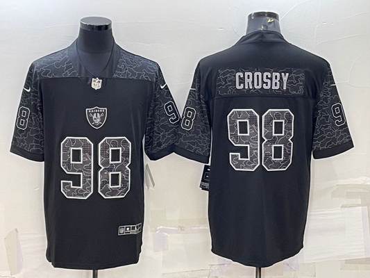 Men's Las Vegas Raiders Maxx Crosby #98 Black RFLCTV Limited Jersey1