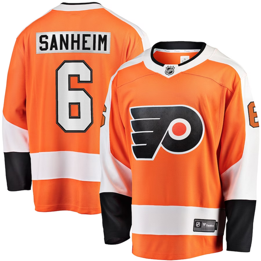 Men's Philadelphia Flyers Travis Sanheim #6 Orange Player Game Jersey1