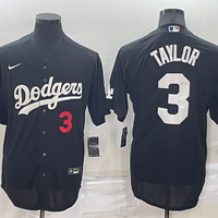 Men's Los Angeles Dodgers Chris Taylor #3 Black Stitched Jersey1