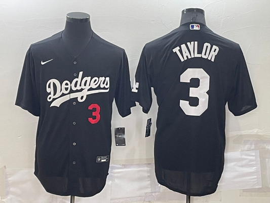 Men's Los Angeles Dodgers Chris Taylor #3 Black Stitched Jersey1