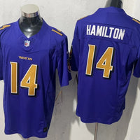 Men's Baltimore Ravens Kyle Hamilton #14 Purple Player Game Jersey