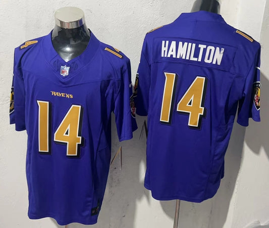 Men's Baltimore Ravens Kyle Hamilton #14 Purple Player Game Jersey