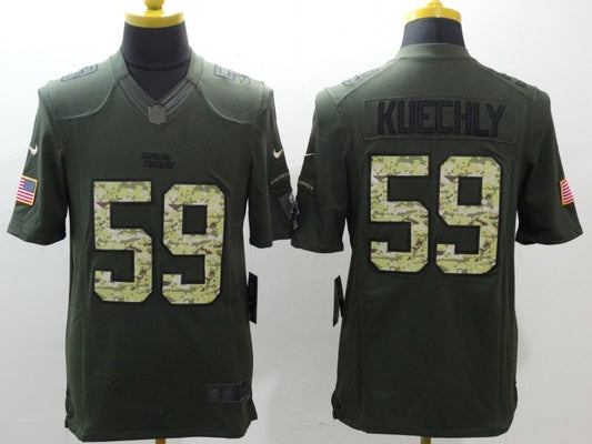 Men's Carolina Panthers Luke Kuechly #59 Army Green Game Jersey1