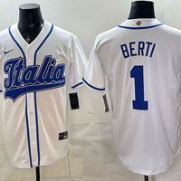 Men's Italy Baseball Jon Berti #1 White 2026 World Baseball Classic Stadium Jersey