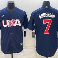 Men's 2023 World Baseball Classic #7 Tim Anderson USA Navy Jersey1