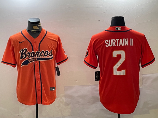 Men's Denver Broncos Patrick Surtain II #2 Orange Player Jersey1