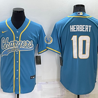 Men's Los Angeles Chargers Justin Herbert #10 Powder Blue Game Jersey1 Joint Edition