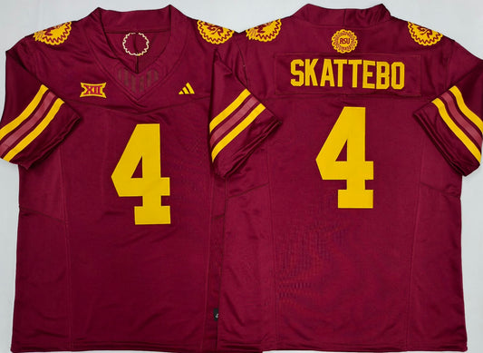 Men's Arizona State Sun Devils Cam Skattebo #4 Red Player Jersey