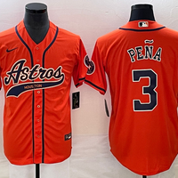 Men's Houston Astros Jeremy Pena #3 Orange Replica Jersey1 Joint Edition