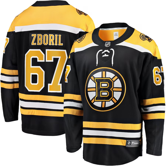 Men's Boston Bruins Jakub Zboril #67 Black Replica Player Jersey1