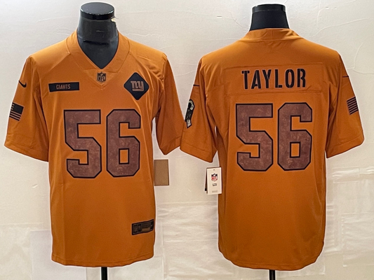 Men's New York Giants Lawrence Taylor #56 Brown 2023 Salute To Service Retired Player Limited Jersey1