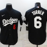 Men's Los Angeles Dodgers Trea Turner #6 Black Stitched Jersey1