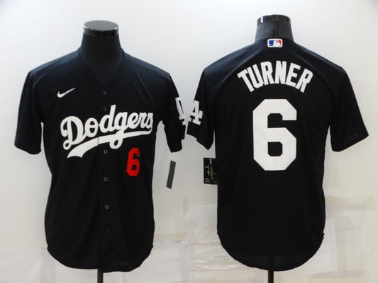 Men's Los Angeles Dodgers Trea Turner #6 Black Stitched Jersey1
