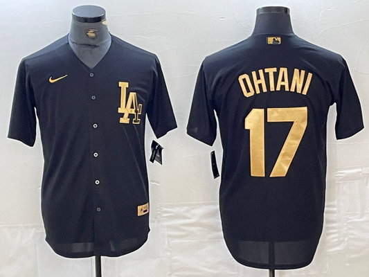 Men's Los Angeles Dodgers Shohei Ohtani #17 Black Alternate Limited Player Jersey1