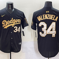 Men's Los Angeles Dodgers Fernando Valenzuela #34 Black Team Player Jersey