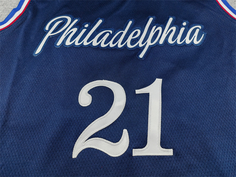 Men's Philadelphia 76ers Joel Embiid #21 Navy 2025/26 Swingman Jersey - City Edition