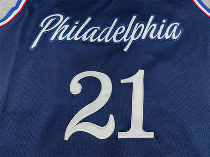 Men's Philadelphia 76ers Joel Embiid #21 Navy 2025/26 Swingman Jersey - City Edition