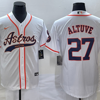 Men's Houston Astros Jose Altuve #27 White Replica Jersey1 Joint Edition