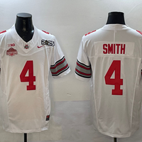 Men's Ohio State Buckeyes Jeremiah Smith #4 White 2025 CFP Final National Champions Patch F.U.S.E. Jersey